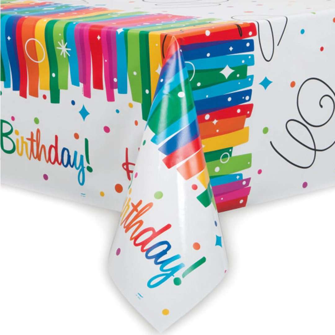 Obrus foliowy Happy Birthday Rainbow Unique 137 x 213 cm