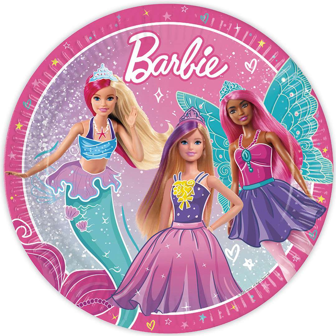 Talerzyki papierowe Barbie Fantasy Procos 23 cm 8 szt