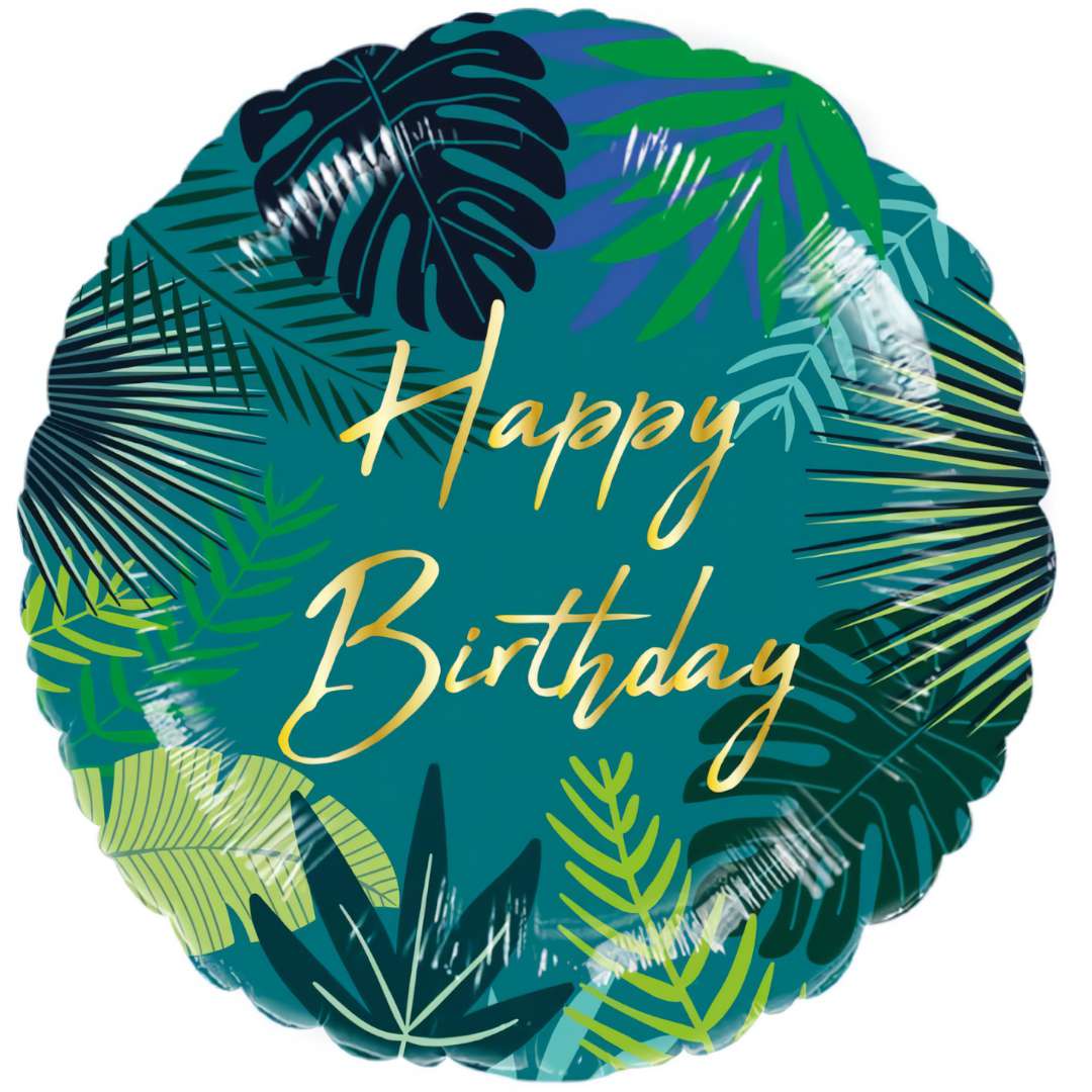 Balon foliowy Happy Birthday - Tropikalny Amscan 18 RND