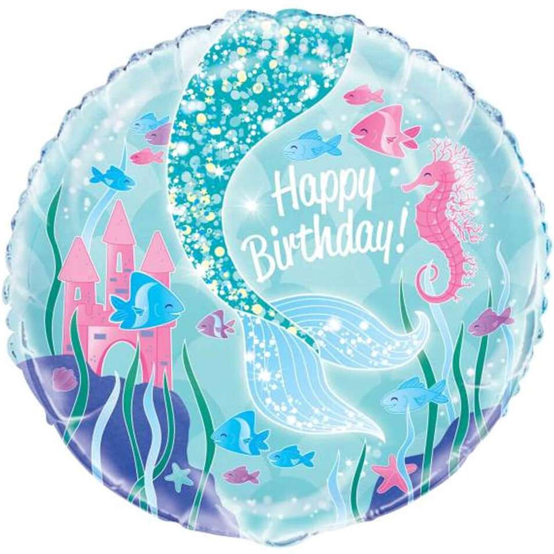 Balon foliowy Happy Birthday - Syrenka Unique 18 RND