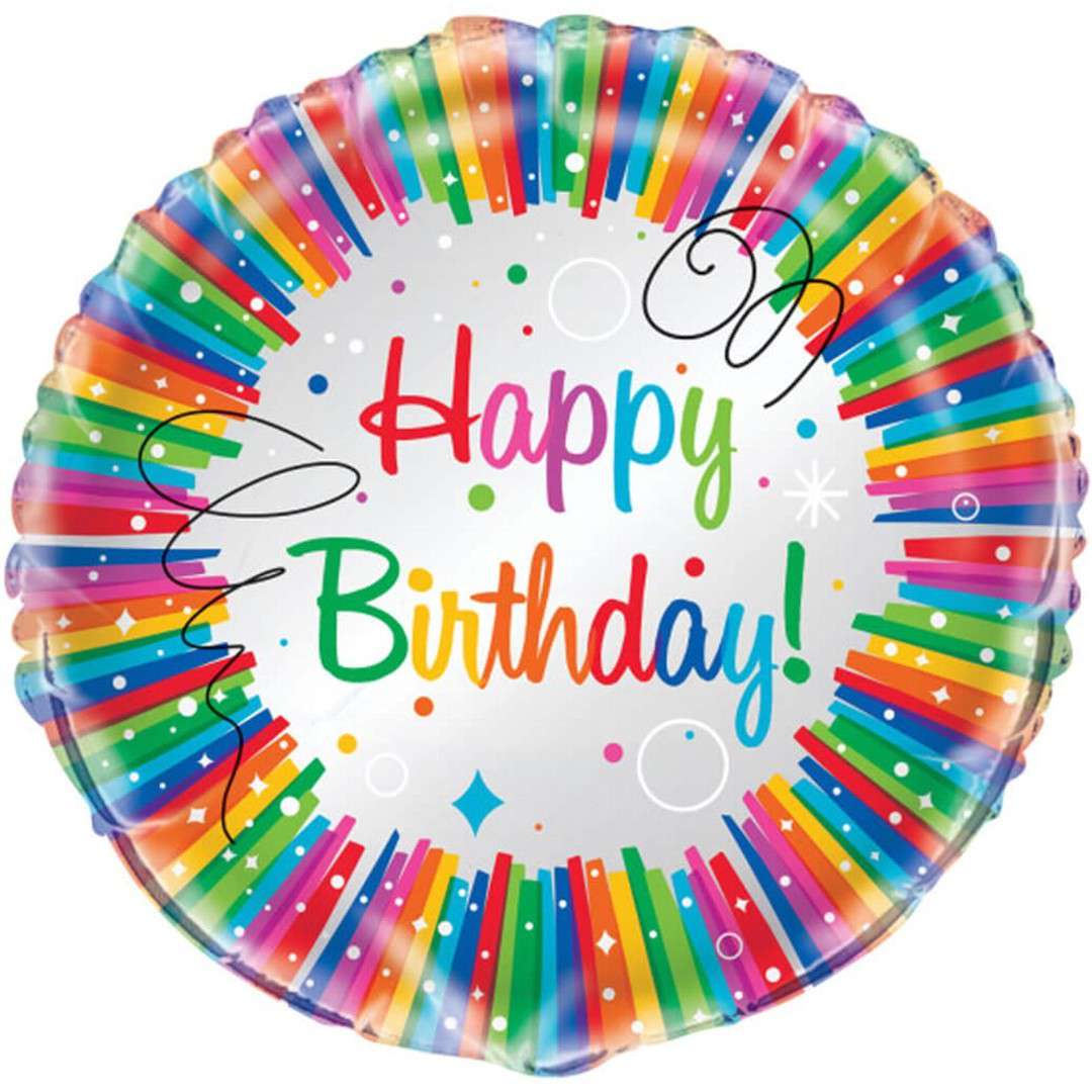 Balon foliowy Happy Birthday Rainbow Unique 18 RND