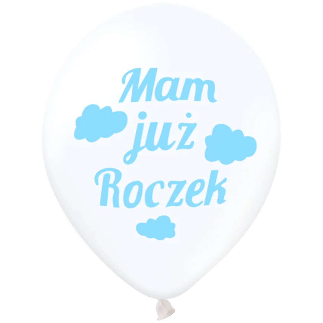 Balony Mam Już Roczek - Błękitne Chmurki biały PartyPal 12 100 szt