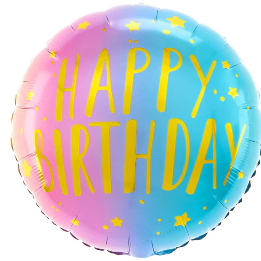 Balon foliowy Happy Birthday ombre PartyPal 18 RND
